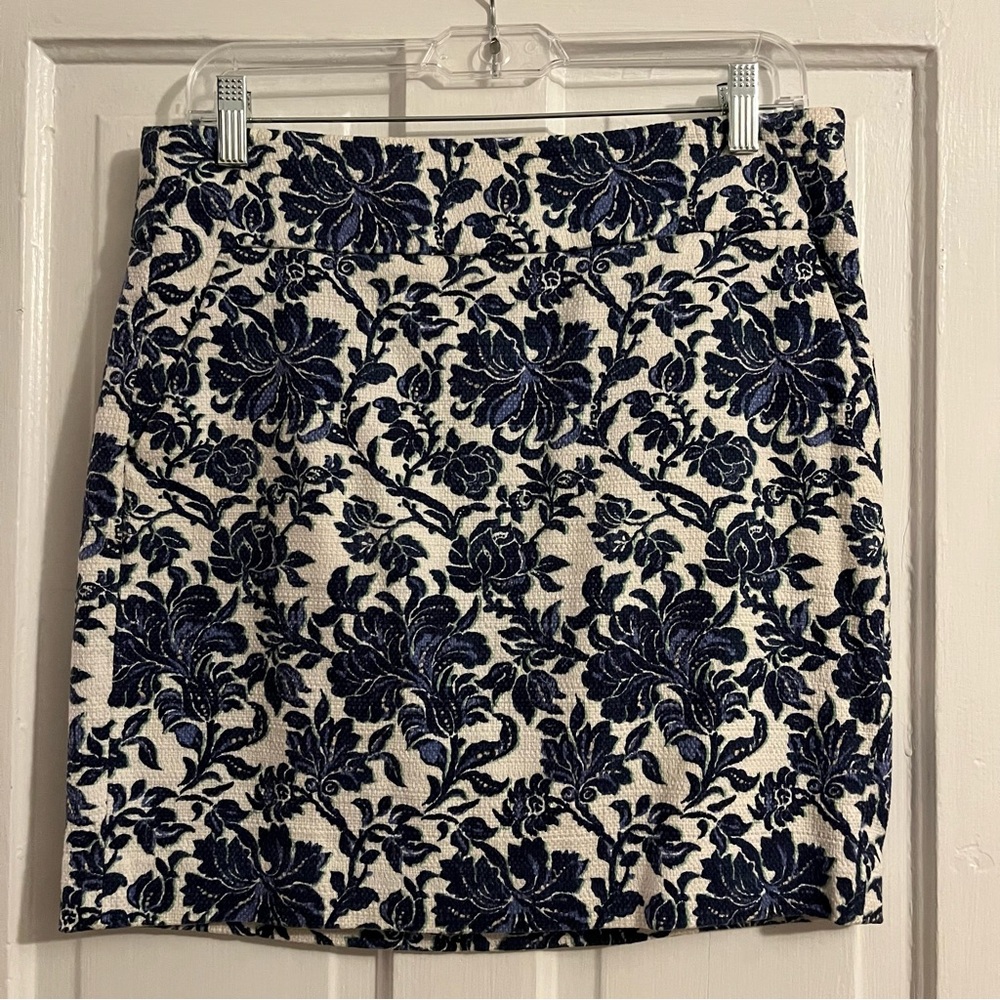 Elegant Blue and White Floral Skirt
